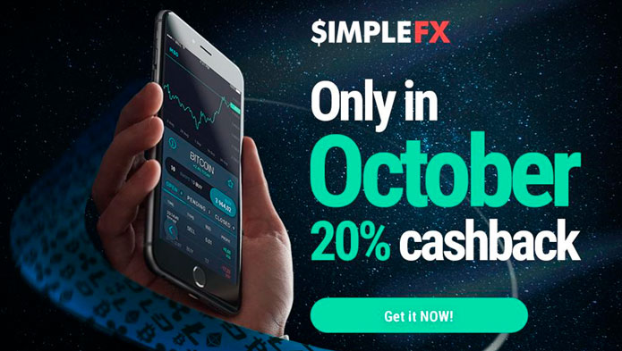 $ 500 cashback at SimpleFX in October for cryptocurrency trading