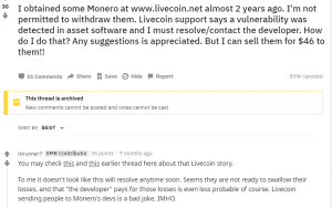 Users accused the Bitcoin exchange Livecoin of misappropriating “stolen” money. Monero