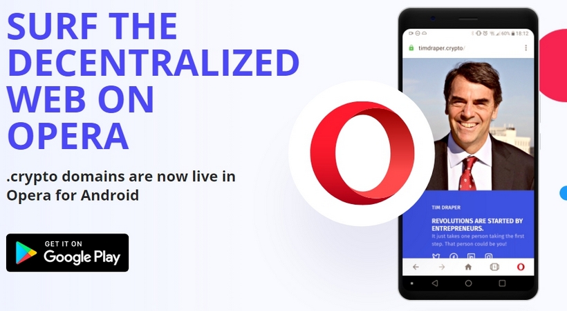 Opera is the first leading browser to add support for a decentralized domain