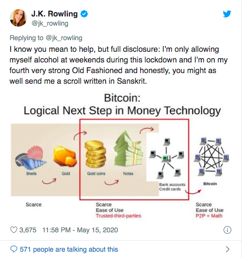 Elon Musk Helps Joan Rowling Understand Bitcoin