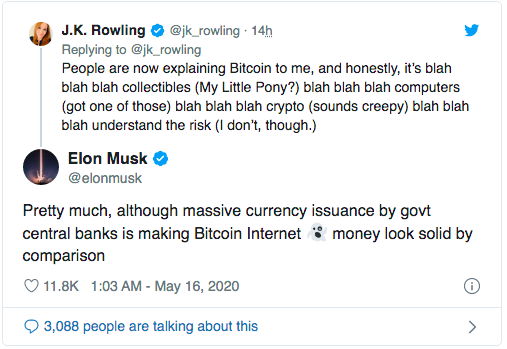 Elon Musk aide Joan Rowling à comprendre le Bitcoin