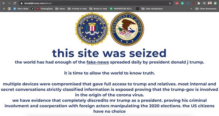 Site oficial de Donald Trump hackeado por golpistas