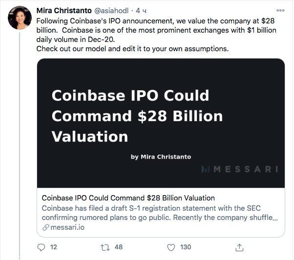 Coinbase filed for IPO