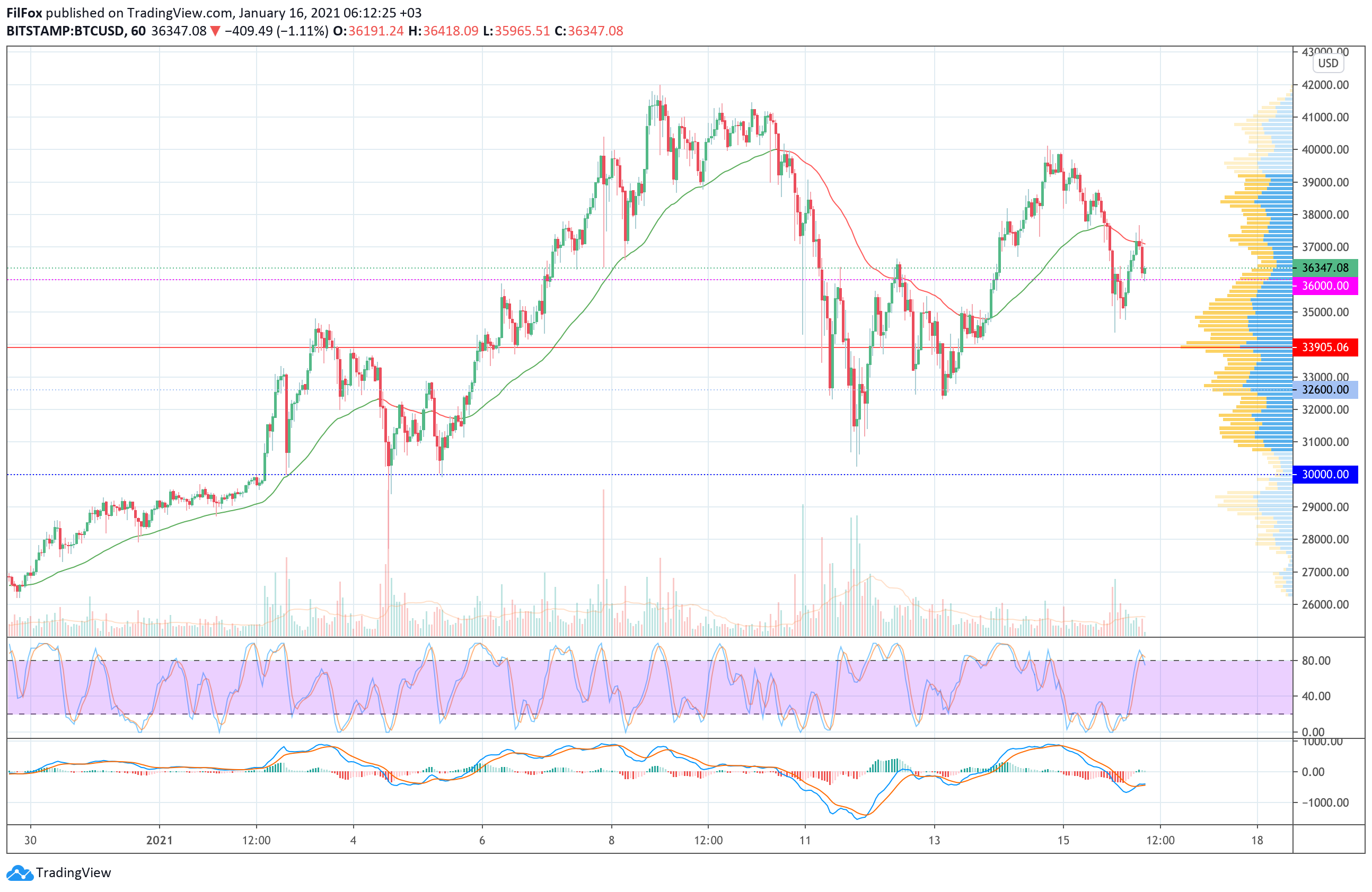 Analysis of prices for Bitcoin, Ethereum, Ripple for 01/16/2021