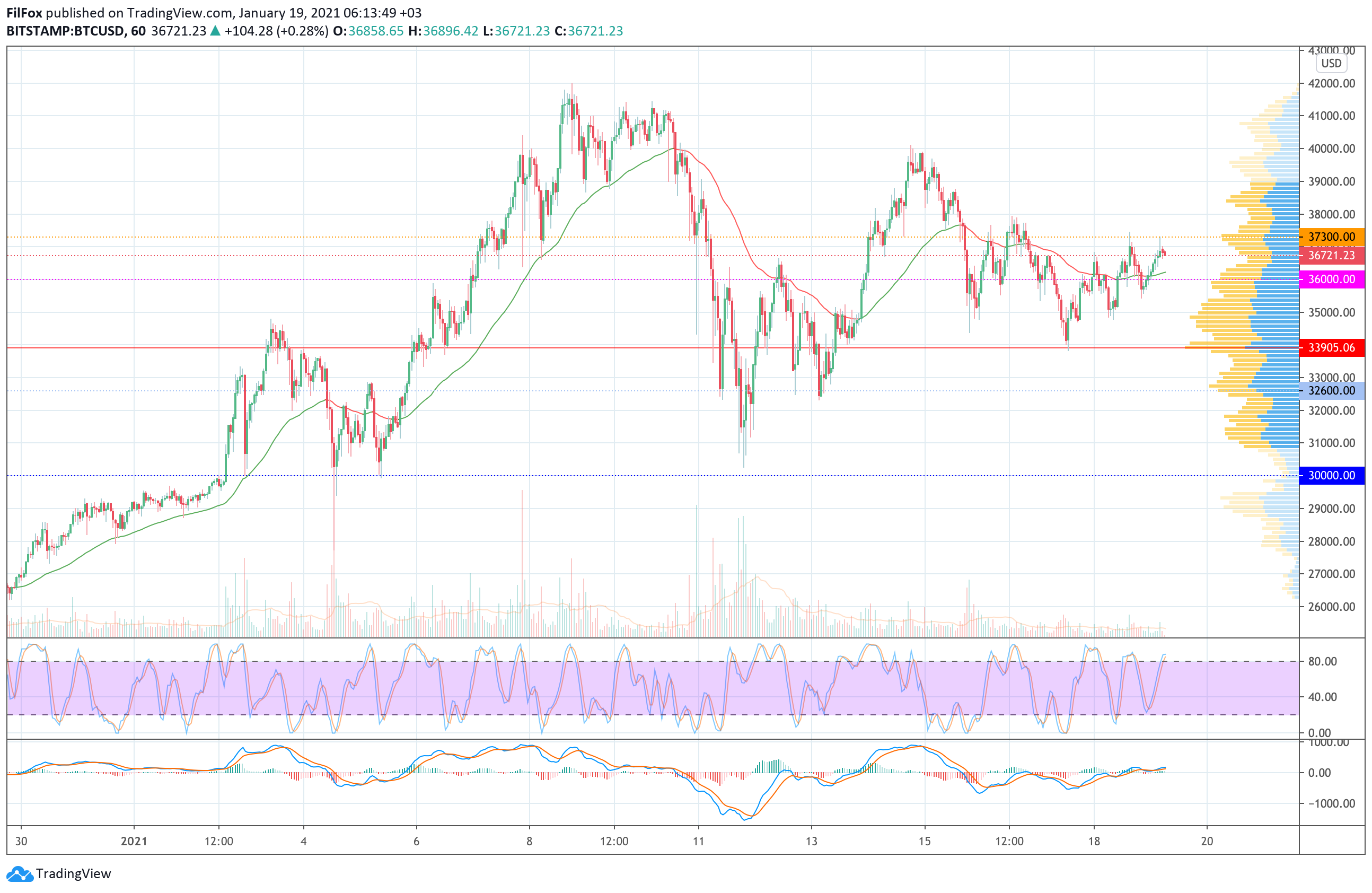 Analysis of prices for Bitcoin, Ethereum, Ripple for 01/19/2021