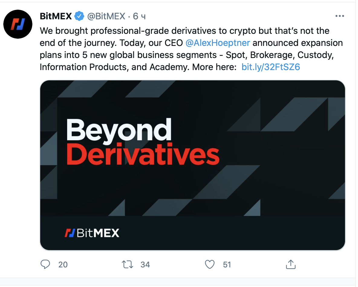 BitMEX aikoo lisätä viisi uutta liiketoimintasegmenttiä