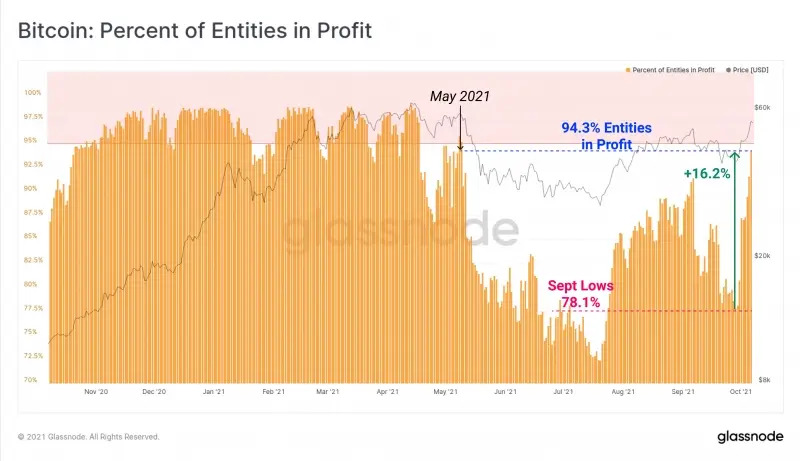 What percentage of Bitcoin investors are in profit?